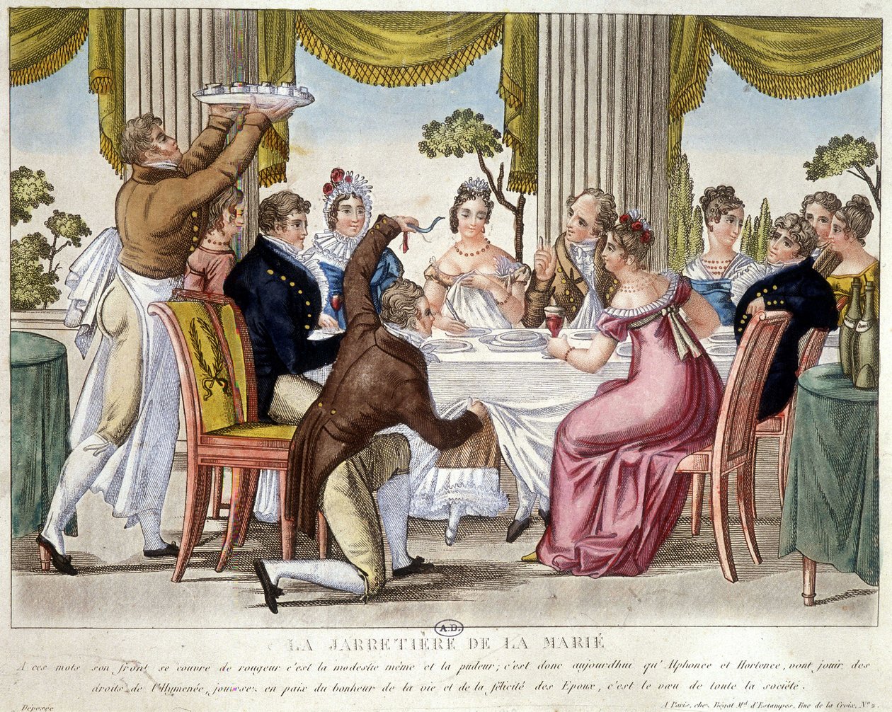 Düğün yemeği, jartiyer ritüeli - c. 1812. by French School