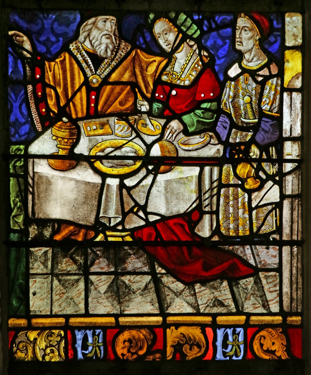 Yemek sahnesini gösteren pencere (vitray) by French School
