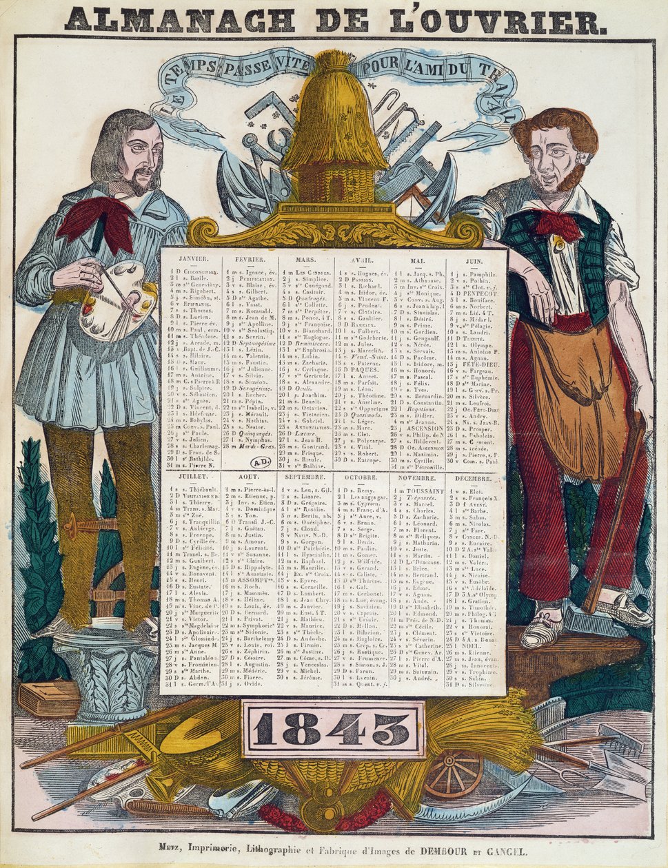 1843 için işçi takvimi by French School