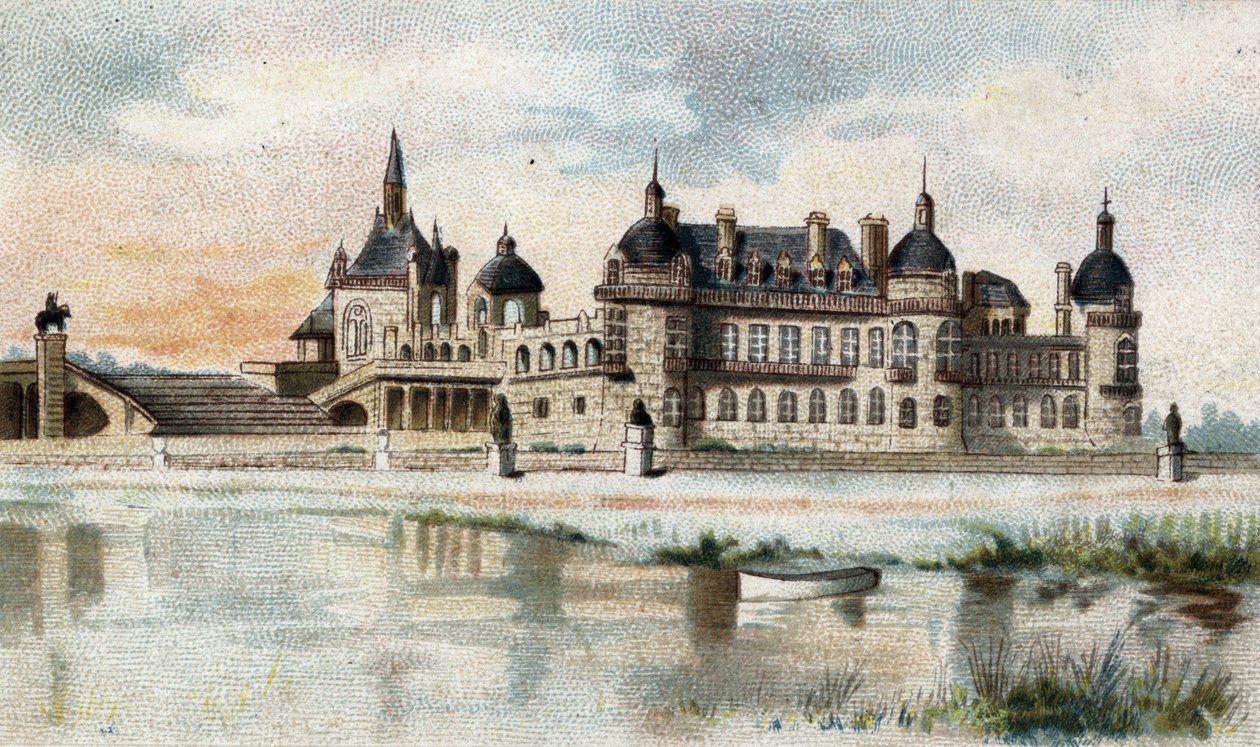 Chantilly (Oise) kalesinin görünümü. by French School
