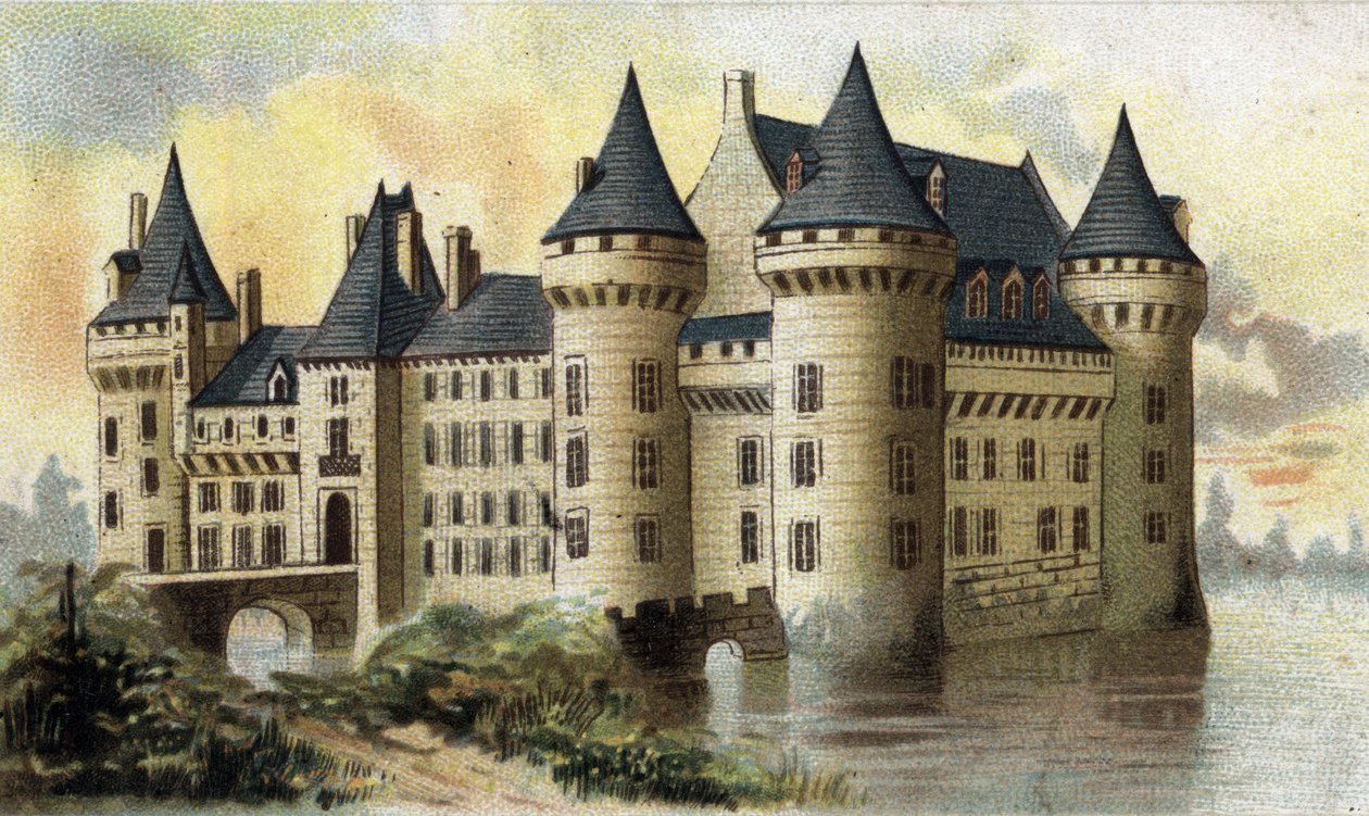 Sully (Loiret) kalesinin görünümü. by French School