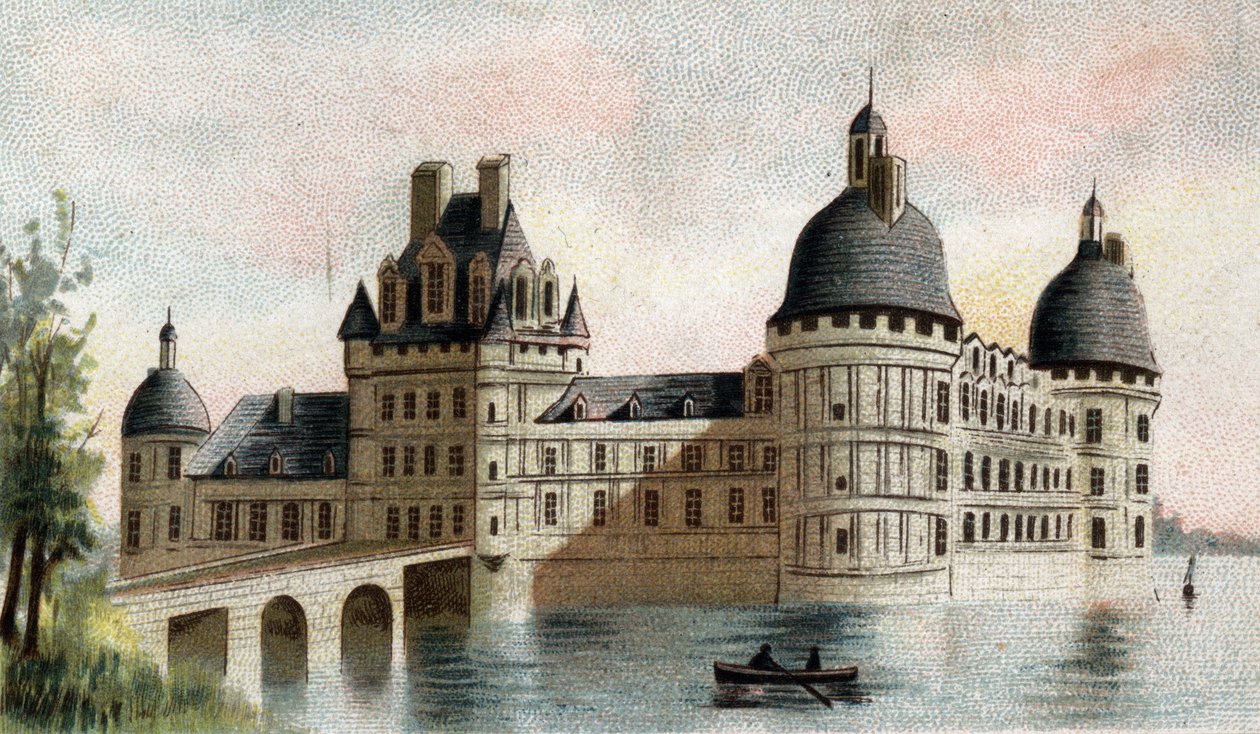 Valencay (Indre) kalesinin görünümü. by French School