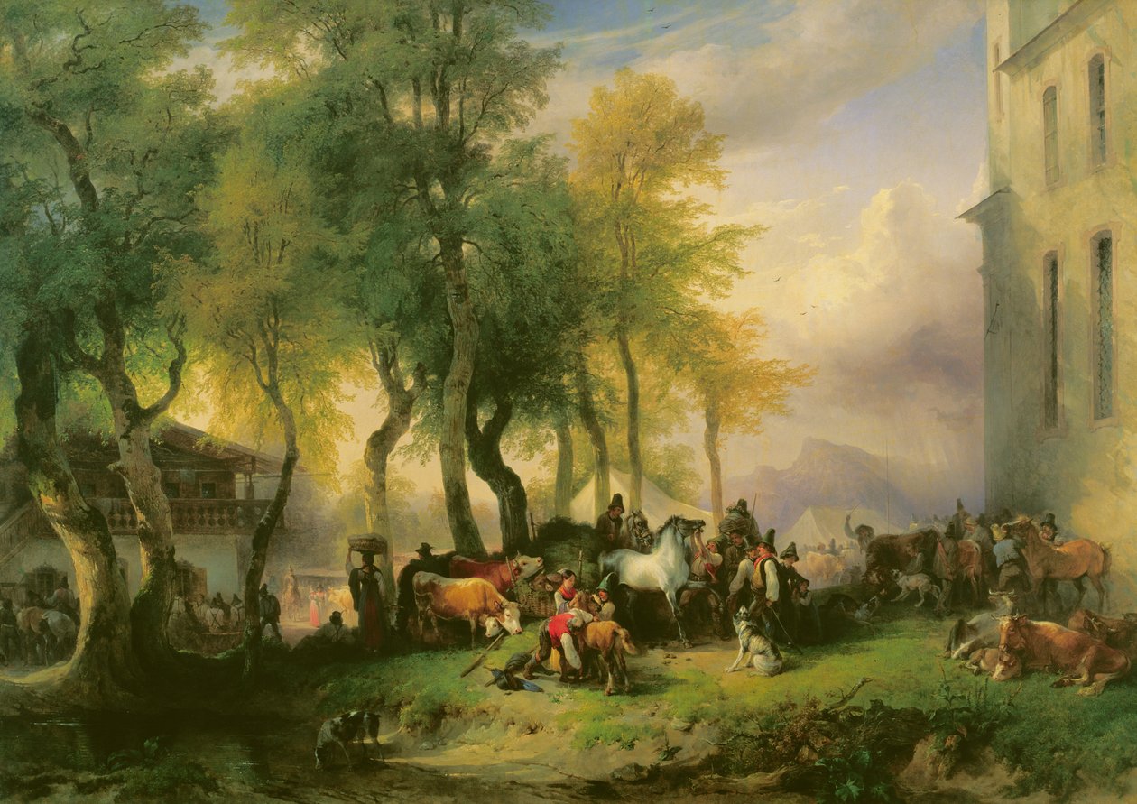 Cattlemarket on Maria Plain, 1837 by Friedrich Gauermann