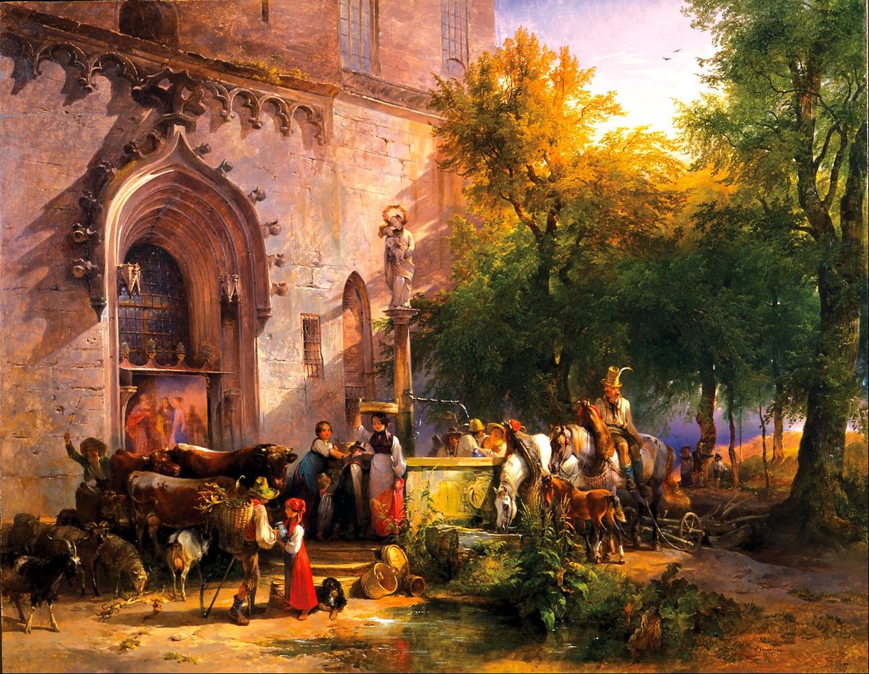 German: nDeutsch: Am KlosterbrunnennAt the Monastery Fountain  by Friedrich Gauermann
