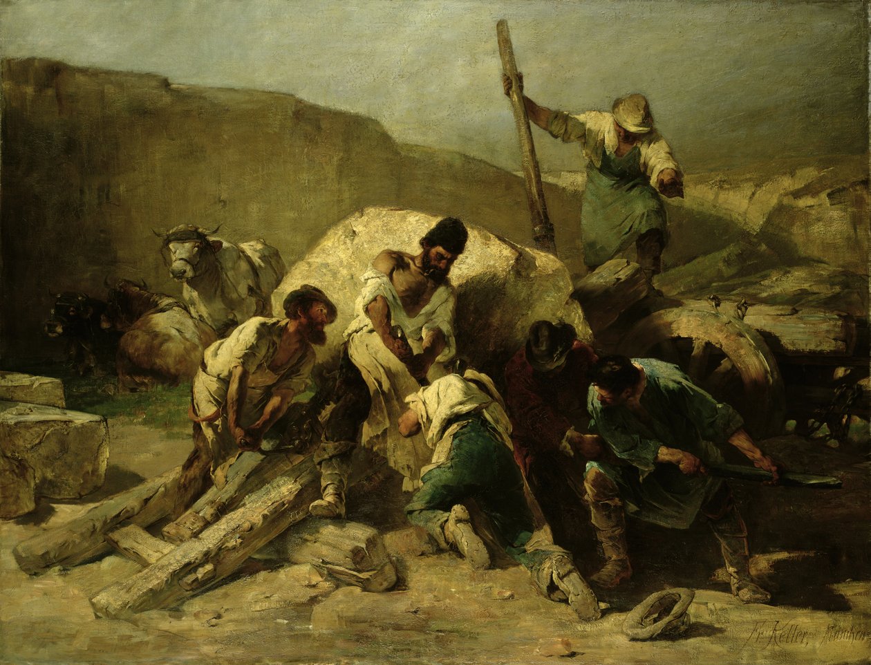 Transporting Stone Blocks  by Friedrich von Keller
