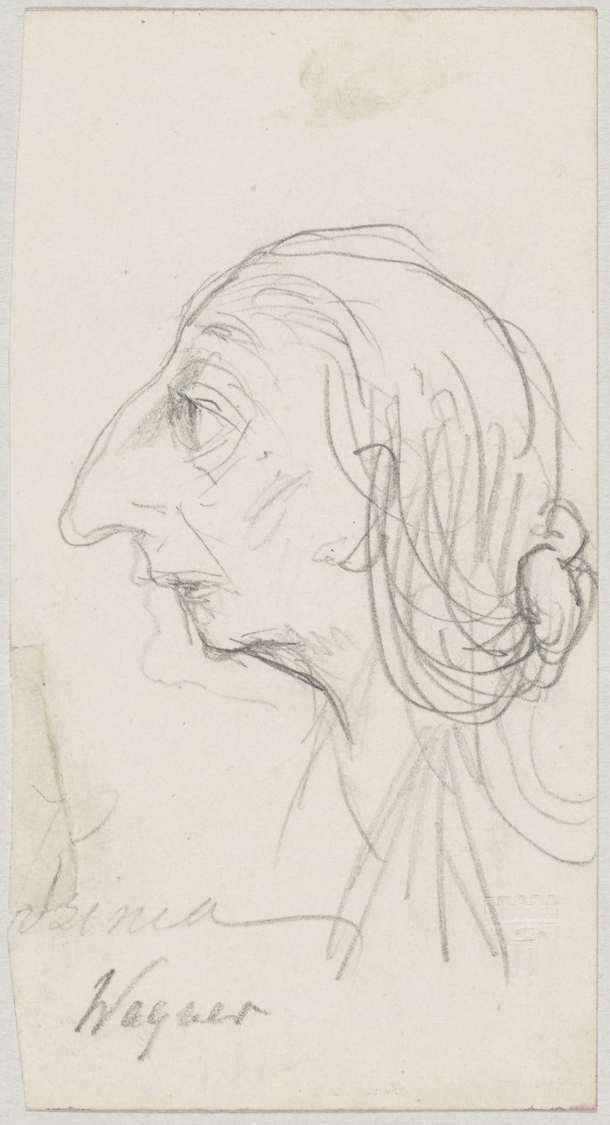 Cosima Wagner'in Karikatürü by Friedrich August von Kaulbach