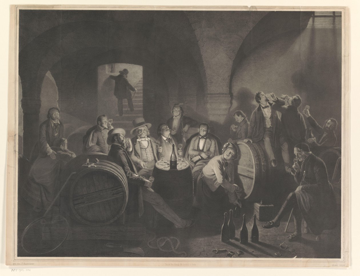 Şarap mahzeninde içki içen adamlar şirketi by Friedrich Jentzen