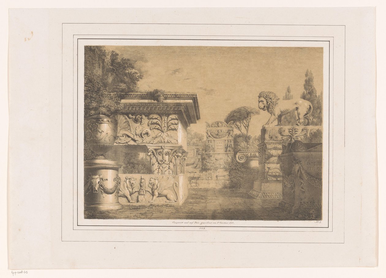Antik unsurlarla mimari fantezi by Friedrich von Gärtner