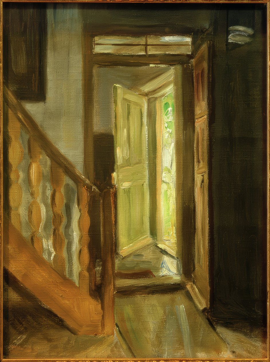 Bir merdiven boşluğunun içi by Fritz von Uhde