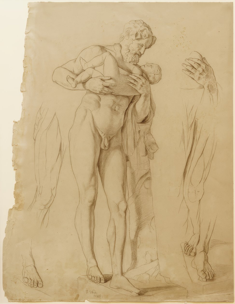 Dionysos çocuğuyla Silenus by Fritz von Uhde