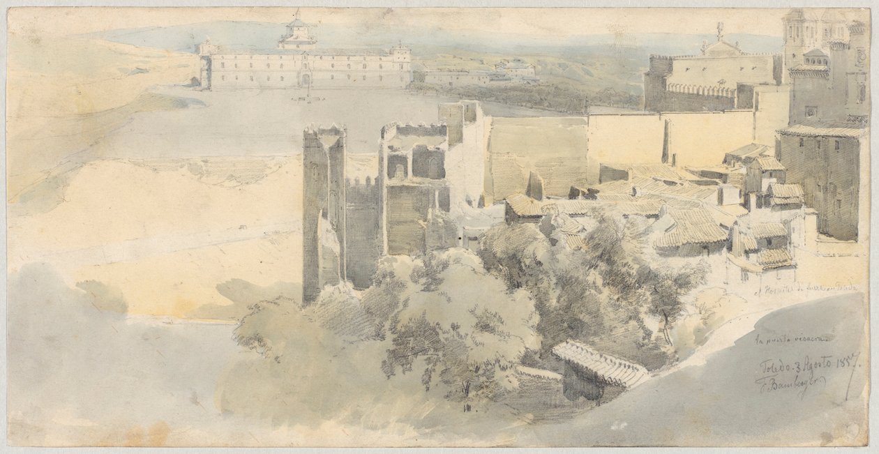 Alcazar manzaralı Toledo by Fritz (Friedrich) Bamberger