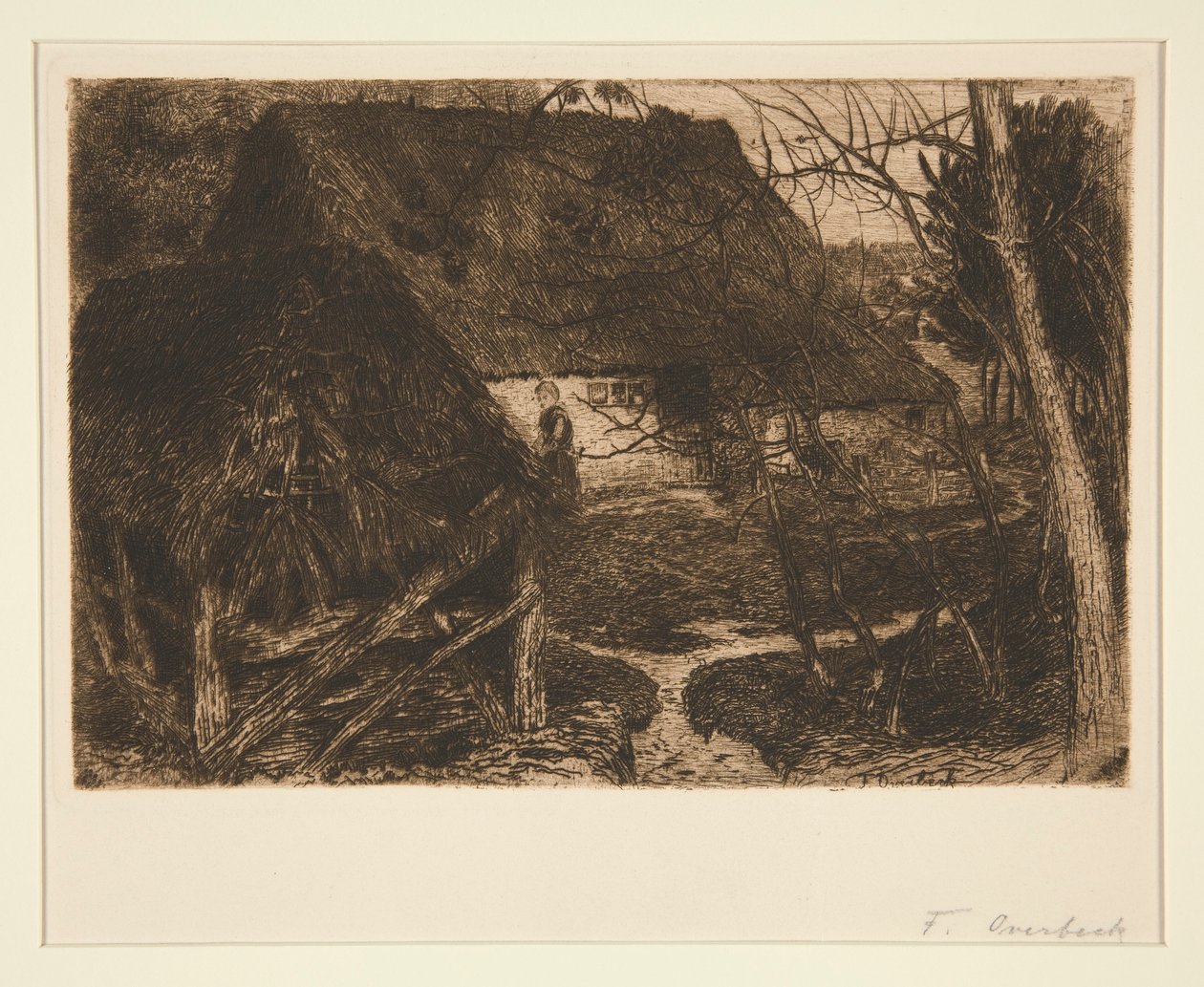 Köylü Çiftliği Binaları Arasında Kadın by Fritz Overbeck