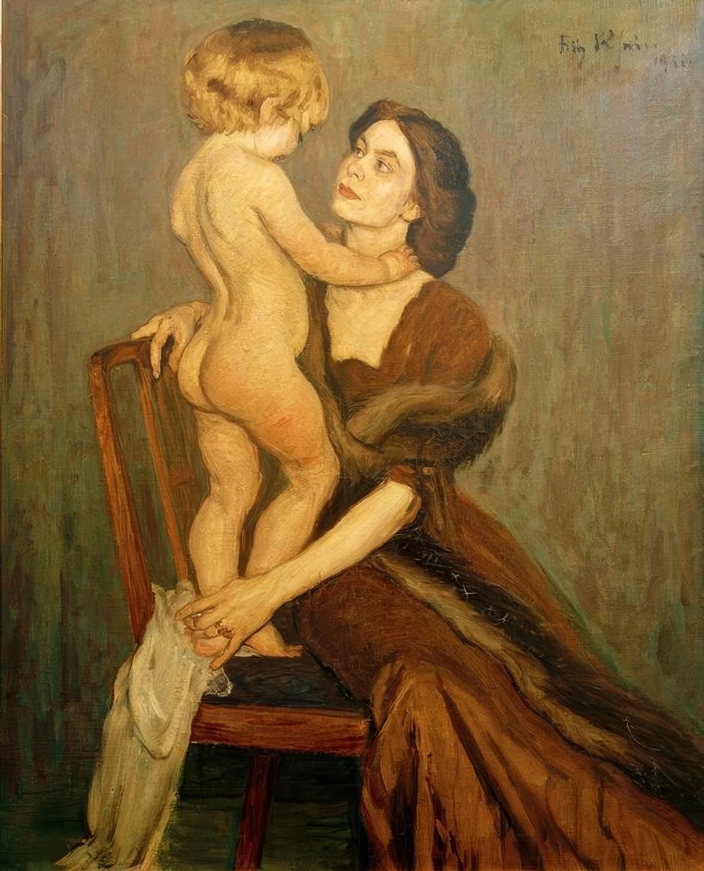 çocuklu bayan by Fritz Rhein