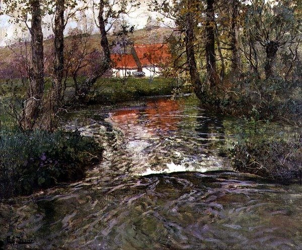 Nehir kenarında bina by Fritz Thaulow