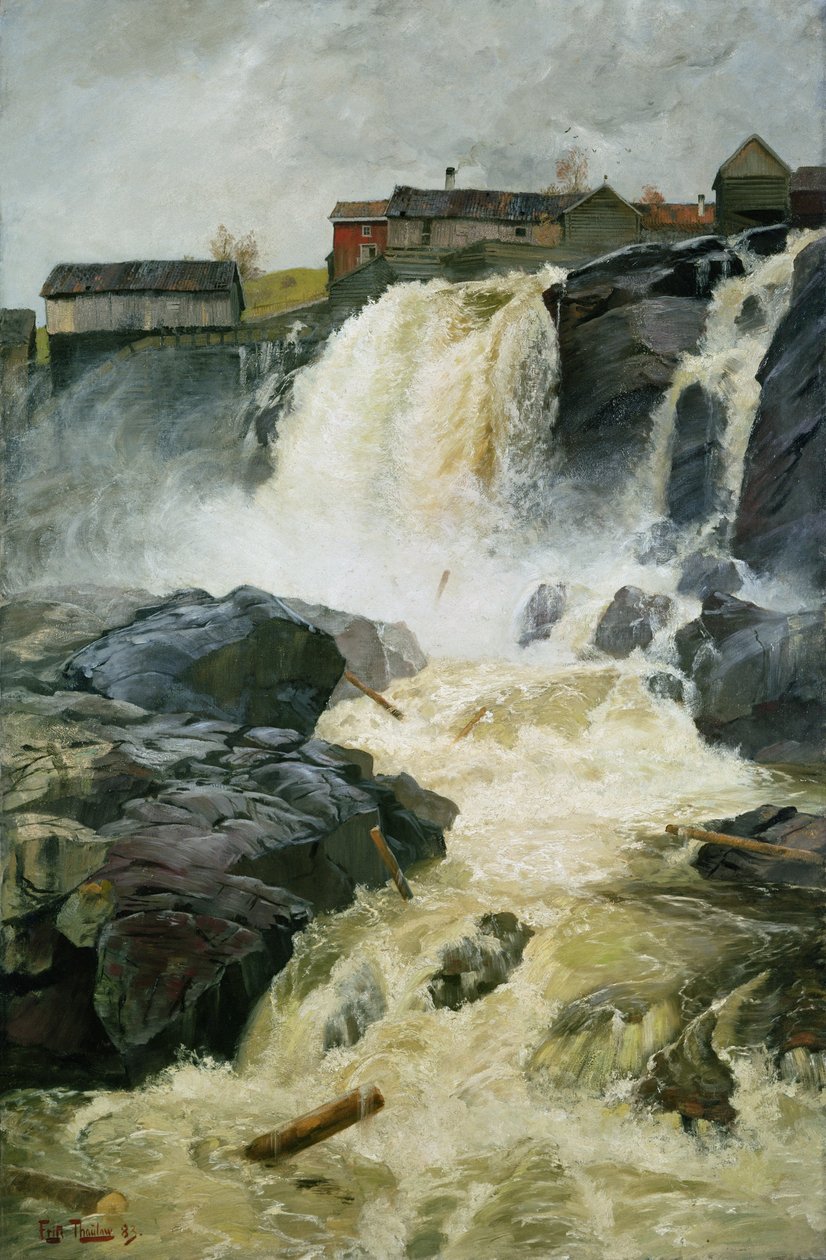 Haug düşer, Modum by Fritz Thaulow
