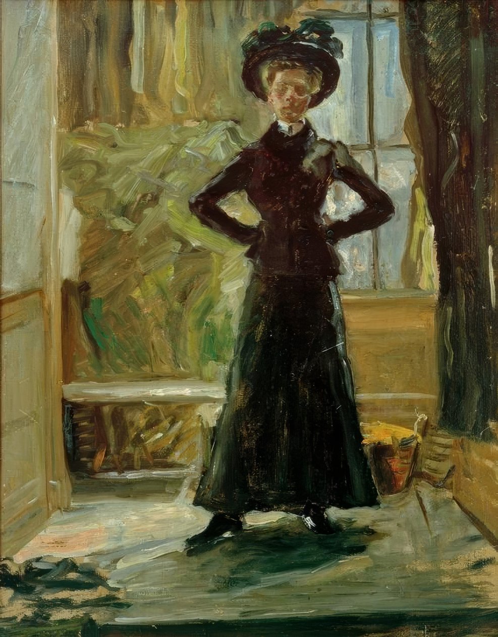Siyah kostümlü kızının portresi by Fritz von Uhde