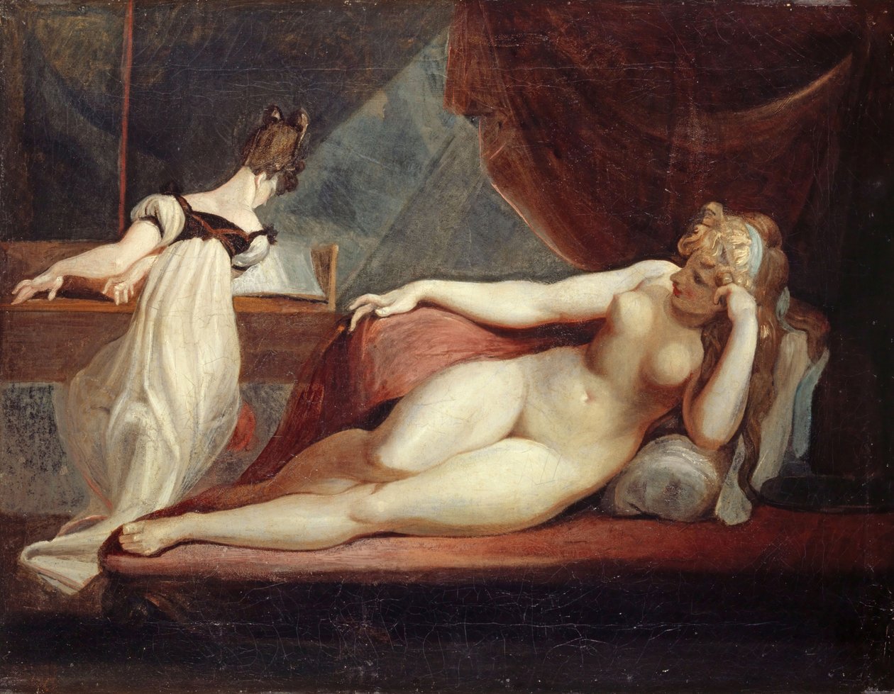 Dinlenme çıplak kadın ve bir piyanist, 1799-1800. by Füssli