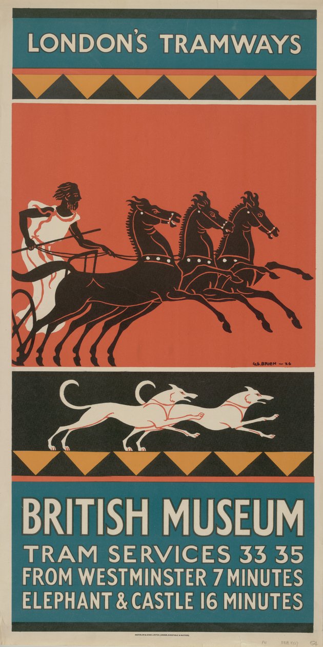 British Museum, Tramvay Servisleri 33, 35, 1927 by G. Stanislaus Brien