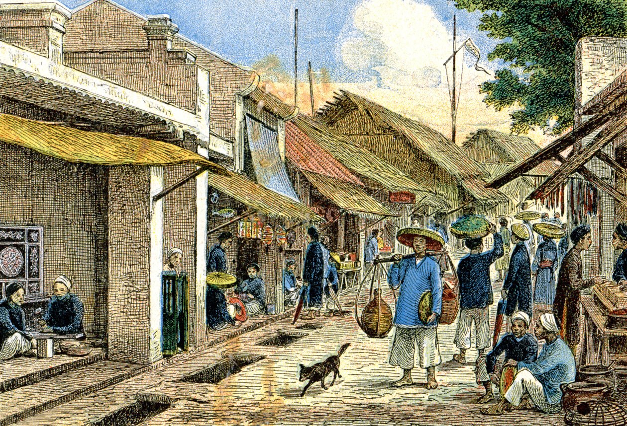 Bir Annamite köyündeki zanaatkarlar, 1900 dolayları (resim) by G. Dascher