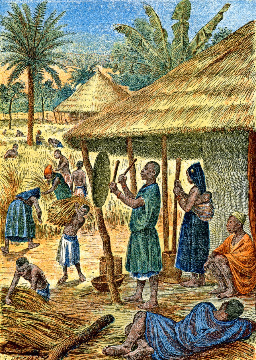 Sudan'da bir köy, 1900-1910 civarı (resim) by G. Dascher