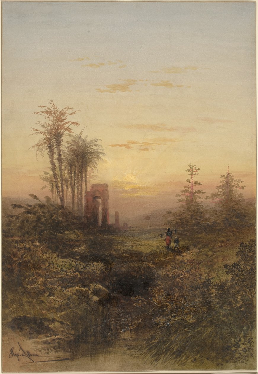 Doğu Manzarasında Gün Batımı by Gabriel Hippolyte Lebas