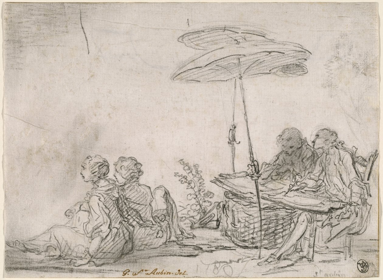 Ressamlar Açık Havada by Gabriel Jacques de Saint Aubin