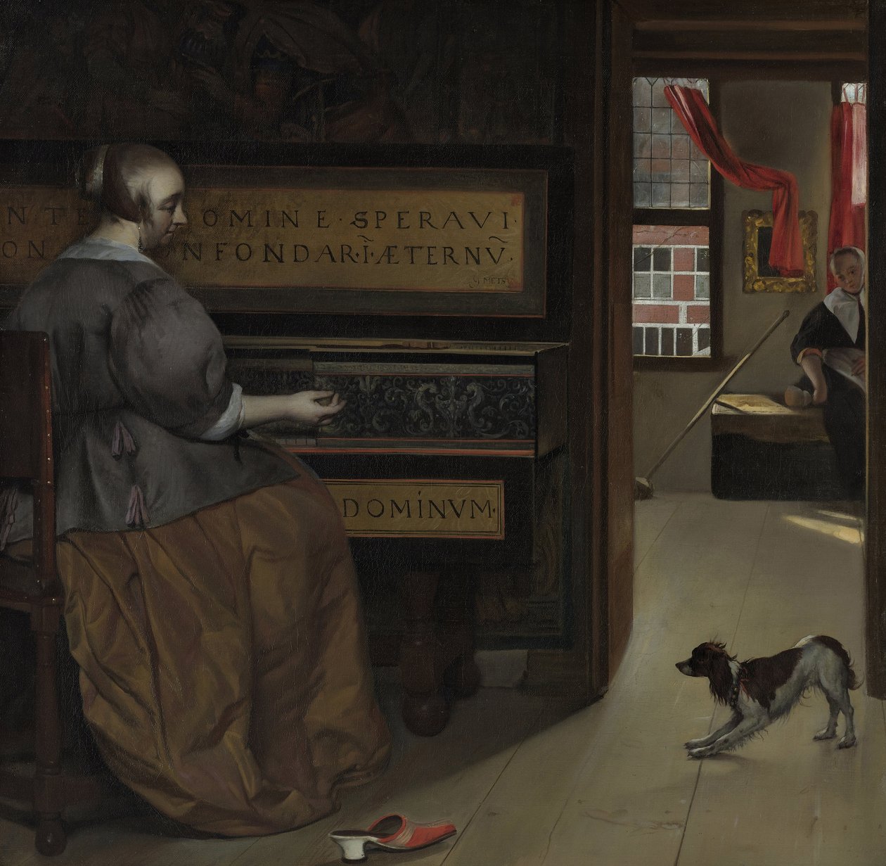Lady at a Virginal, yaklaşık 1665 by Gabriel Metsu
