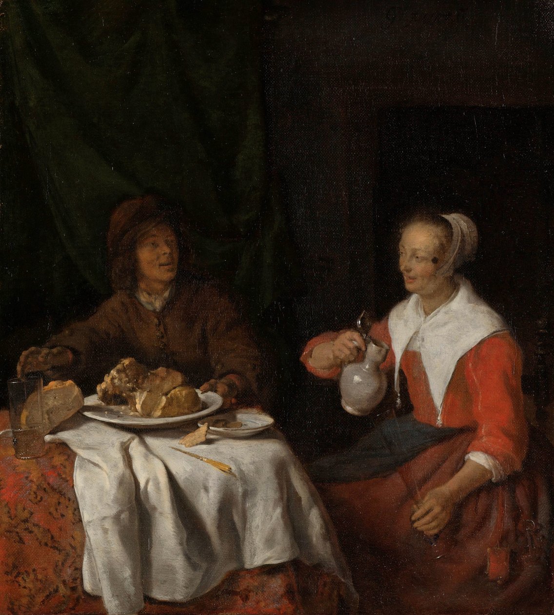 Yemekte Kadın ve Erkek by Gabriel Metsu