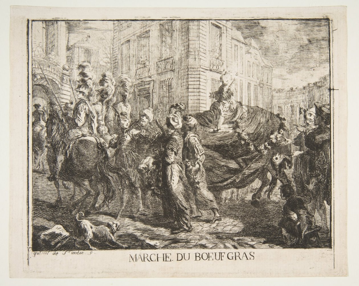 Yağlı sığır eti pazarı, 1750. by Gabriel de Saint Aubin