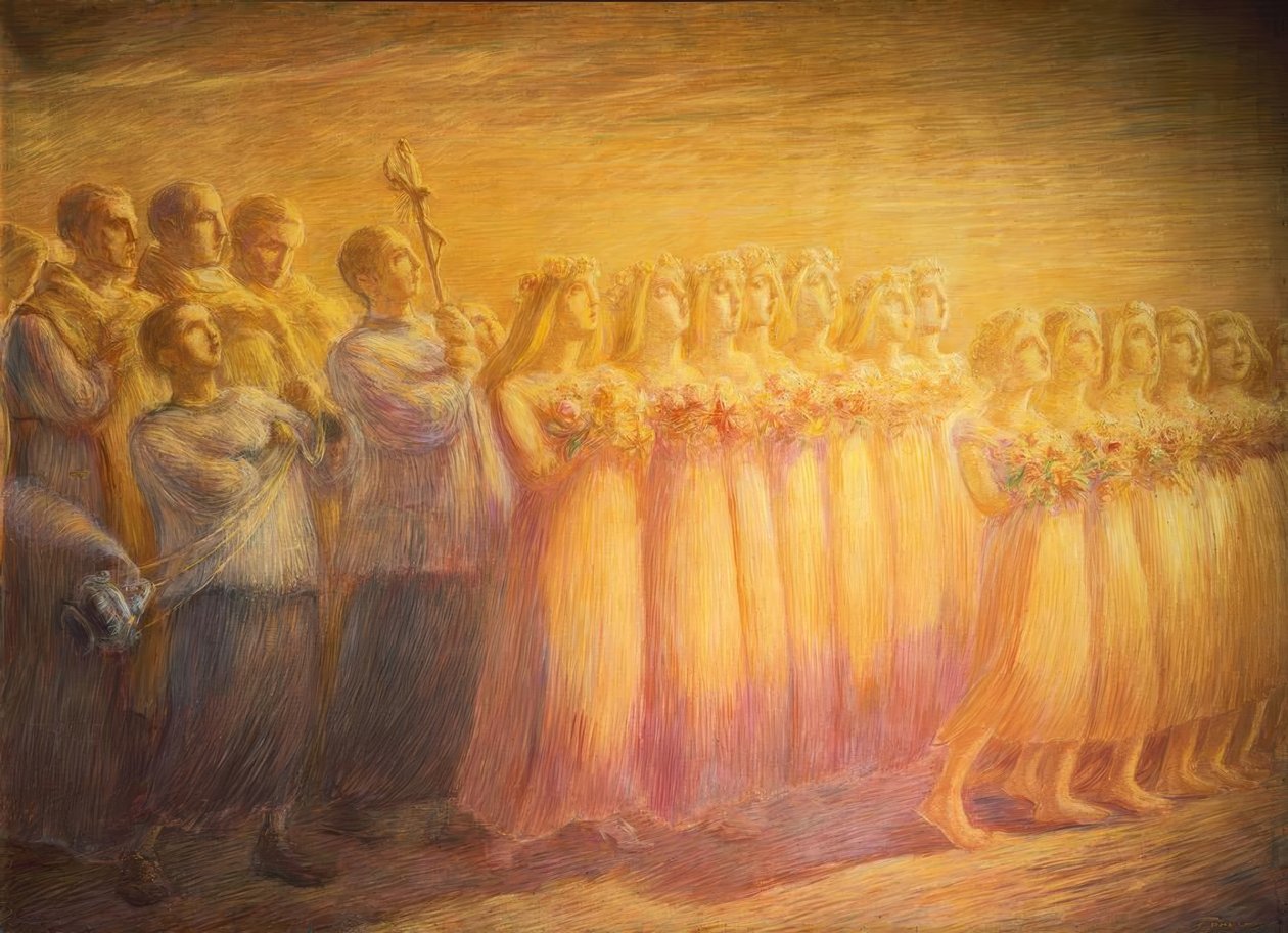 Bakire cenazesi, by Gaetano Previati