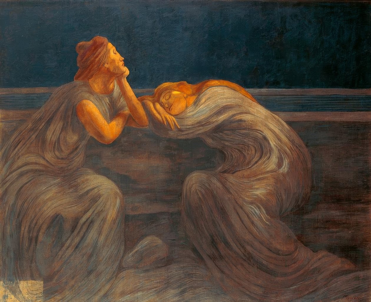 Gece, 1908, Gaetano Previati (1852–1920). by Gaetano Previati