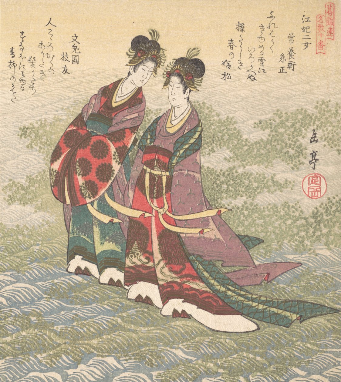 Suda Yürüyen İki Kadın, 19. yüzyıl. by Gakutei