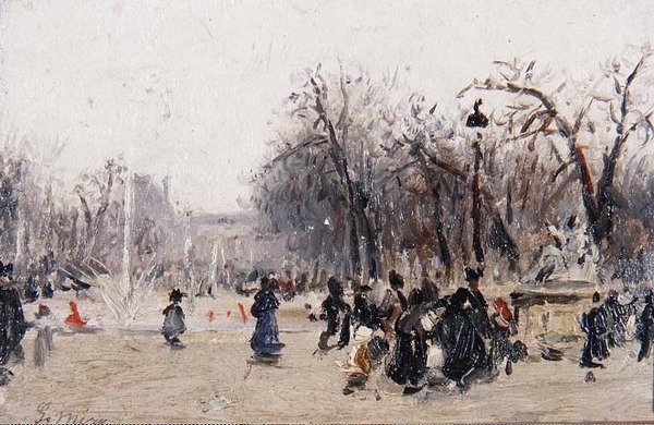 Tuileries Bahçeleri'nde (tahta) by Gaspar Miro Lleo