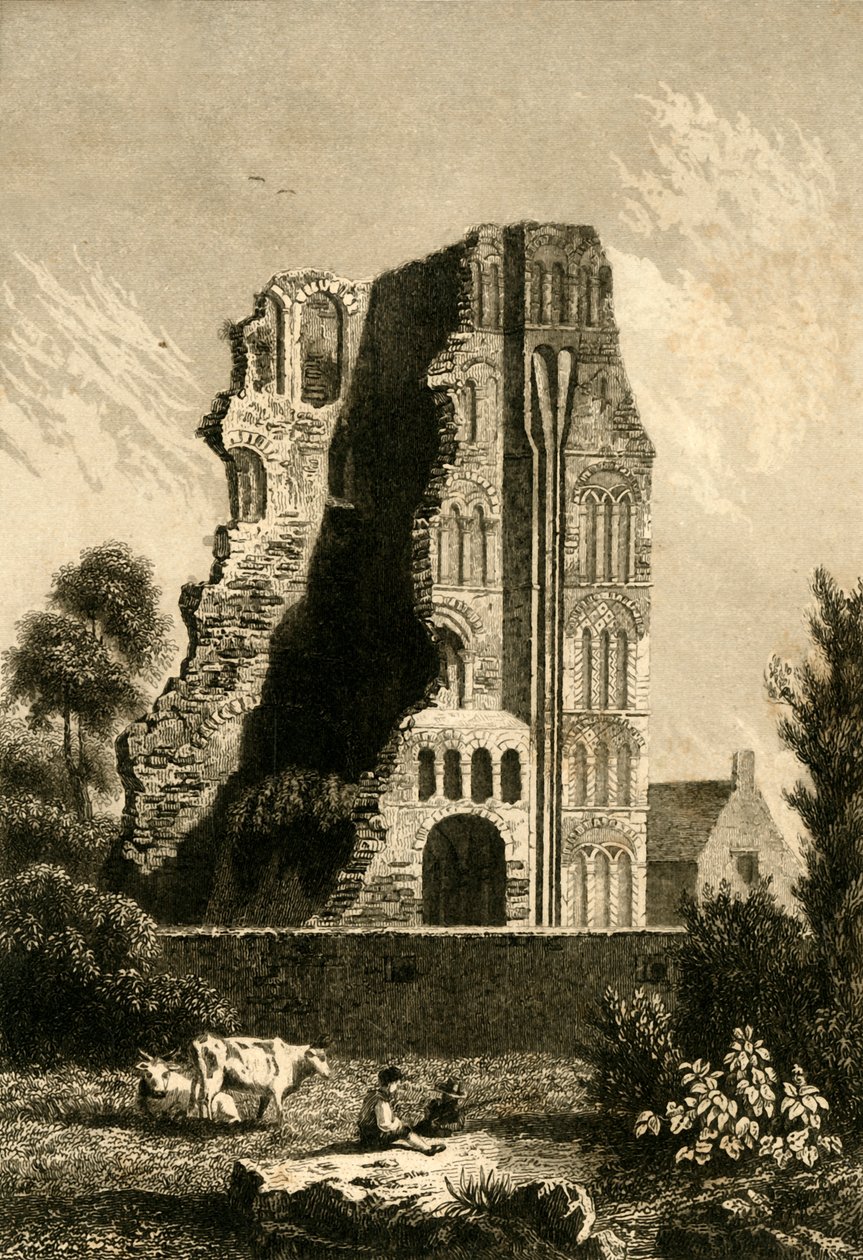 'Canterbury'de bir manastırın kalıntıları', c1842. by Gaucherel