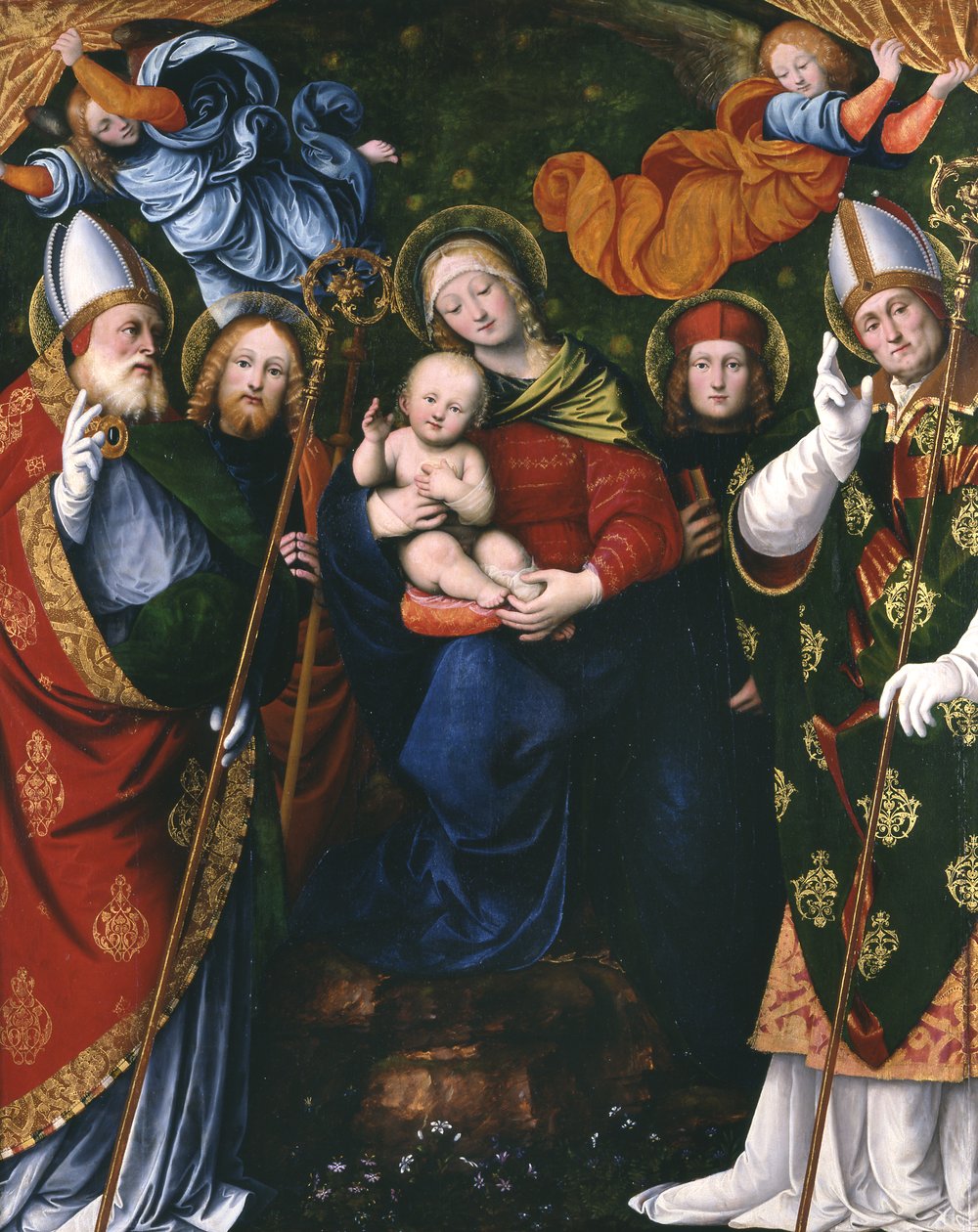 Madonna, Çocuk ve Azizler, 1516 (panel) by Gaudenzio Ferrari