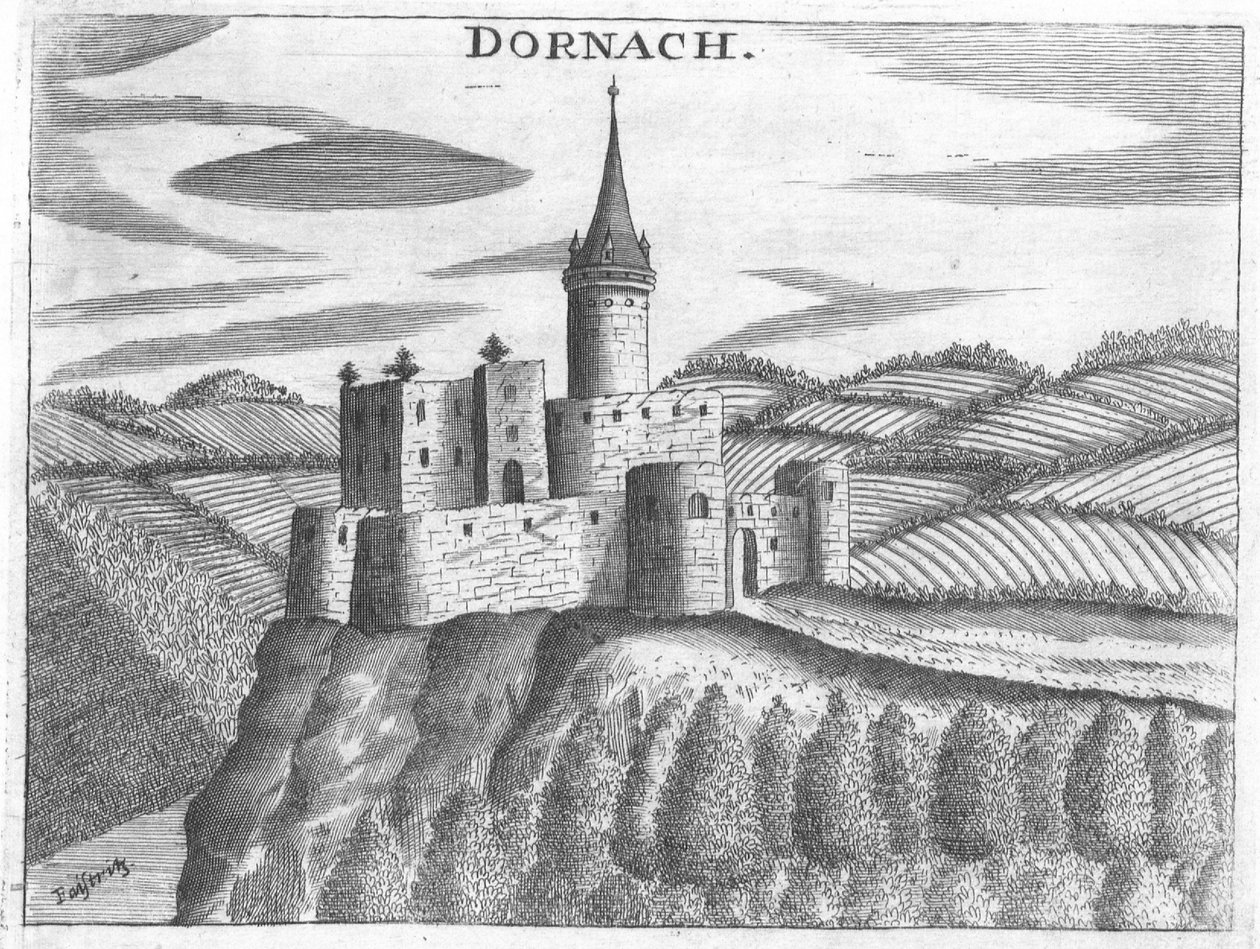 Gravür, Dornach Kalesi manzarası, Yukarı Avusturya by Georg Matthaus Vischer