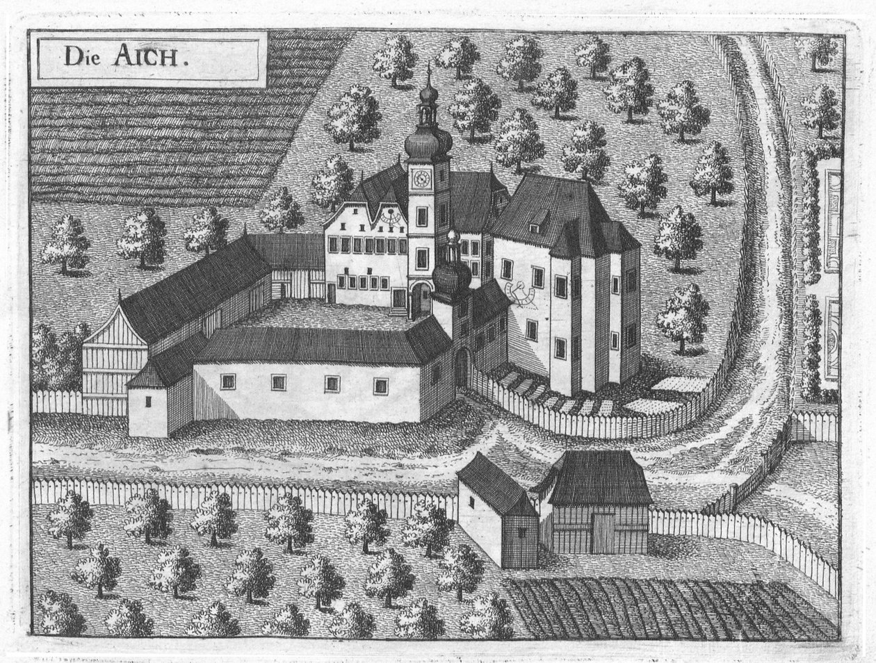 1674 civarında Aich Kalesi by Georg Matthäus Vischer.