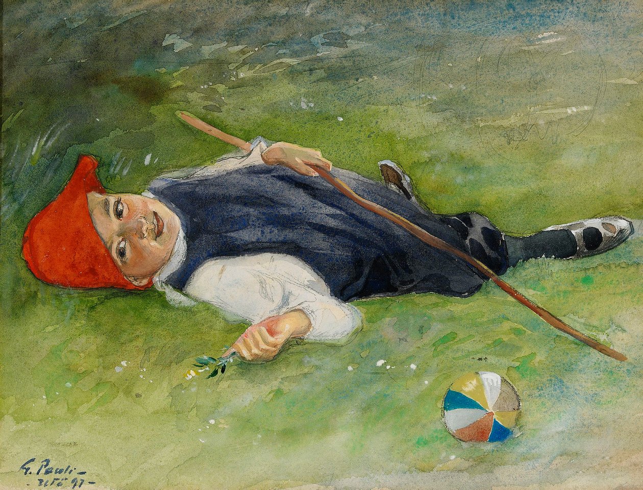 Goran i grongrasetGoran in the green grass by Georg Vilhelm Pauli