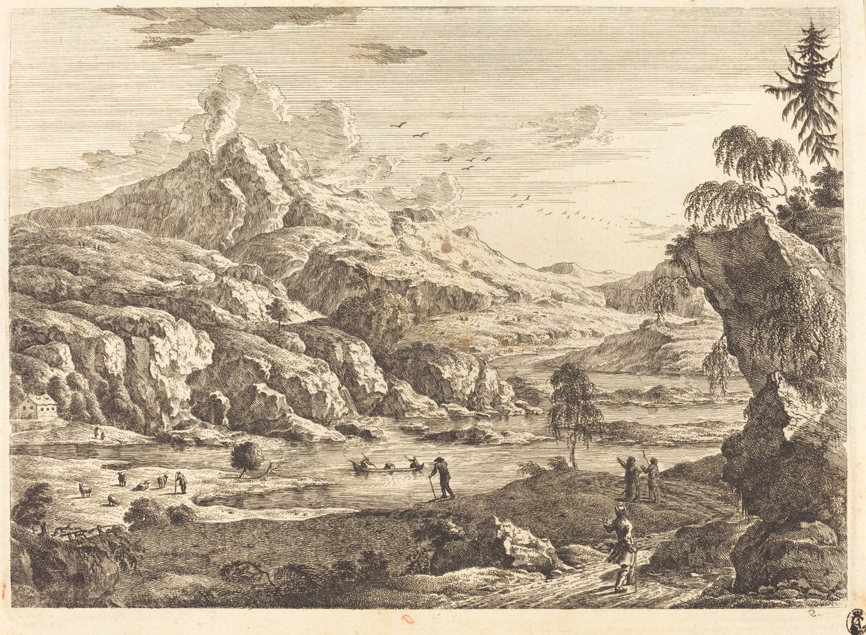 Rakamlarla Dağlık Nehir Manzarası by Georg Eisenmann