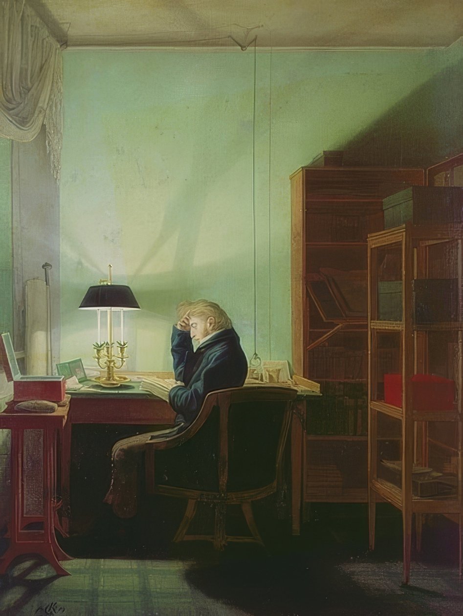 Lamba ışığında okuma. 1814 by Georg Friedrich Kersting