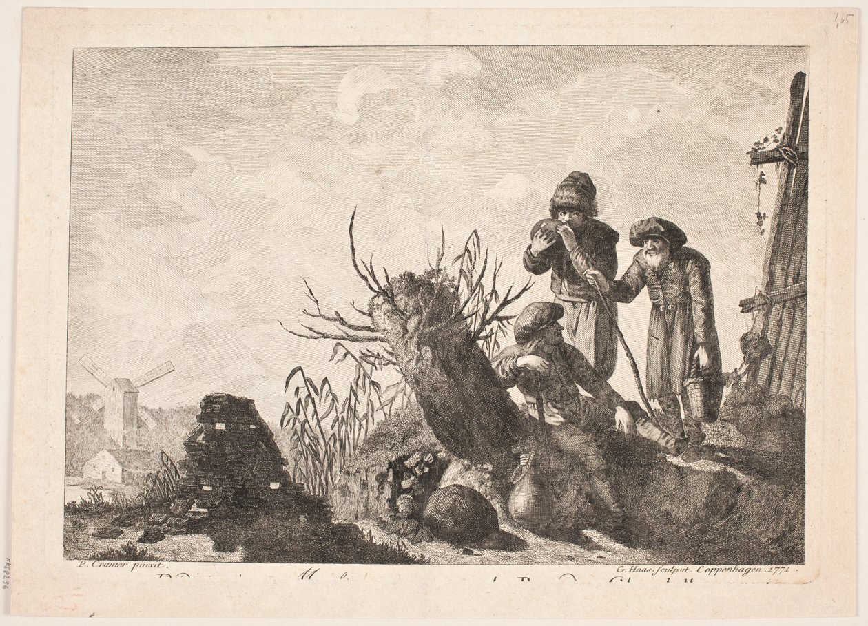 Bir manzara içinde üç çiftçi by Georg Haas
