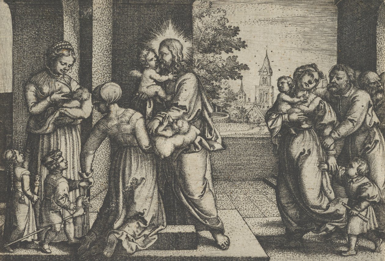 İsa ve Çocuklar. by Georg Pencz
