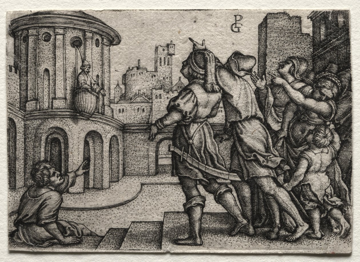 Virgil bir sepette asılı by Georg Pencz