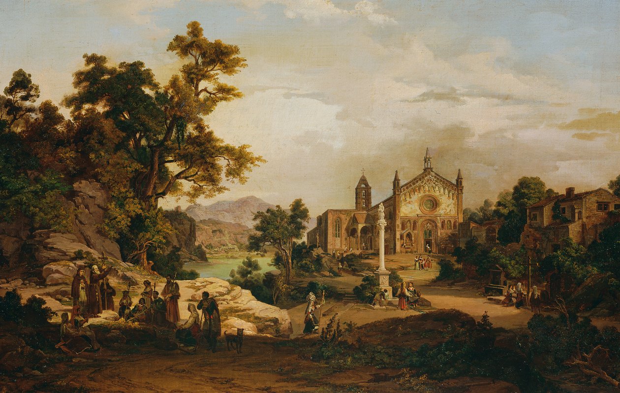 Hacılar ile İtalyan manzara by Georg Petzolt
