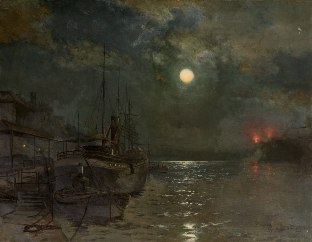 Tyne üzerinde ay ışığı by George Anthony Waterston