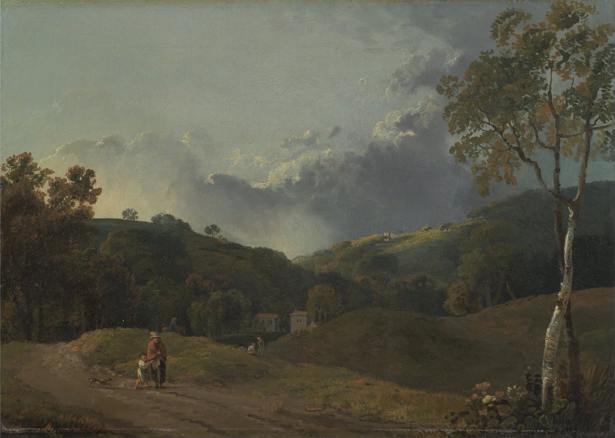 Kulübeler ile Manzara by George Barret
