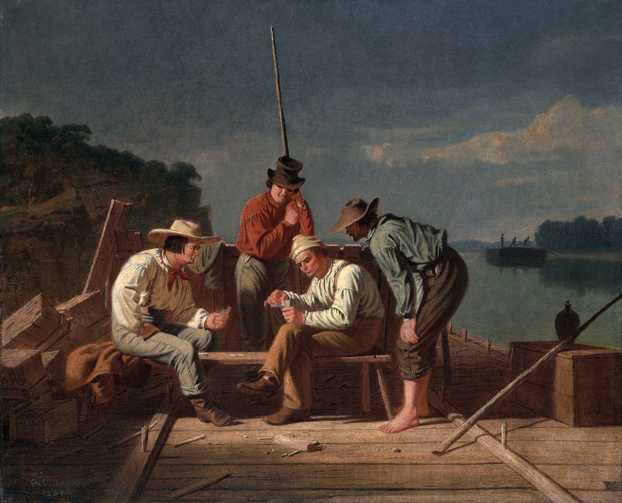 Bir İkilemde veya Mississippi Raftsmen at Cards, 1851 by George Caleb Bingham
