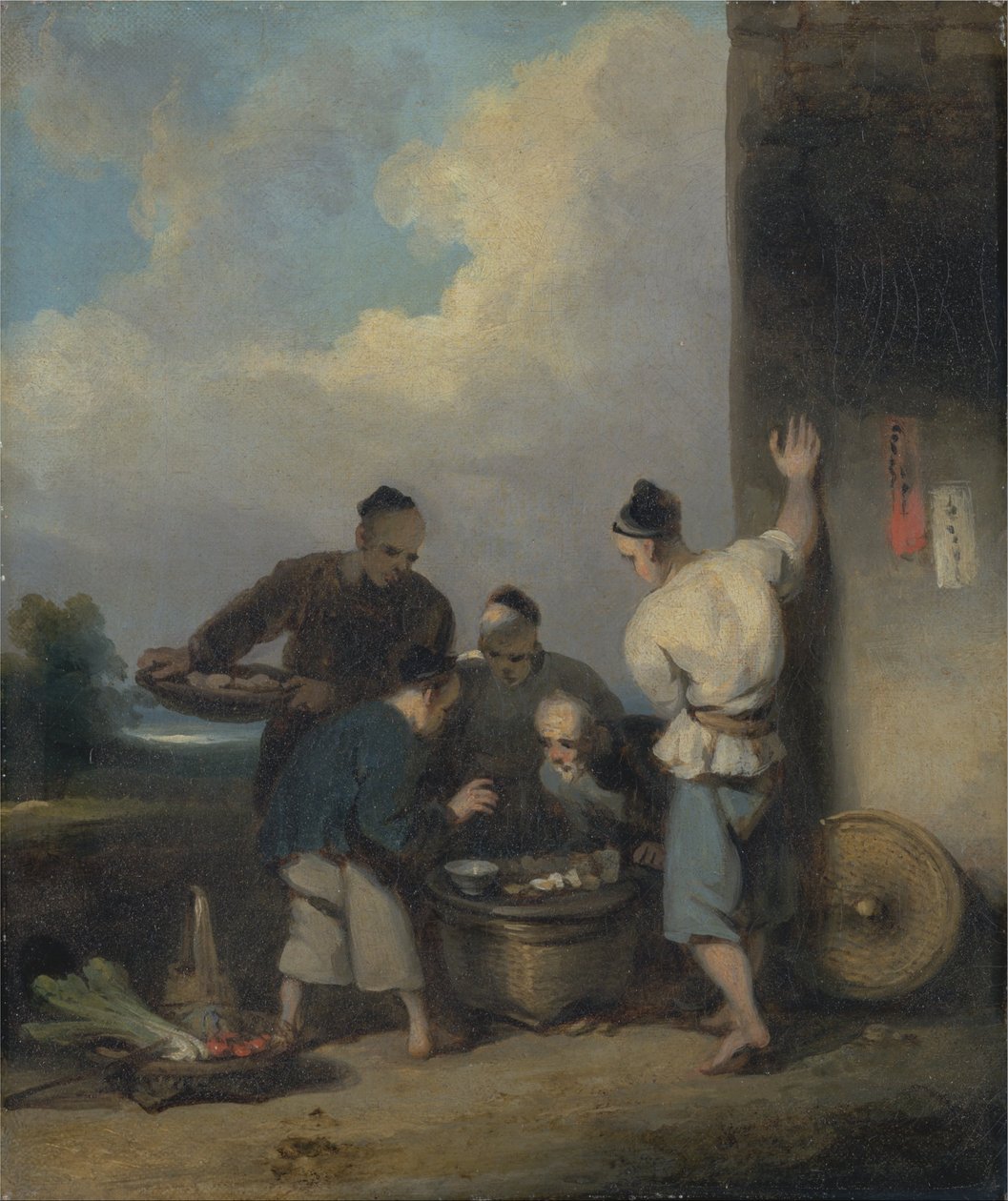 Coolies Gıda Satıcıları Ahırını Çevreliyor by George Chinnery