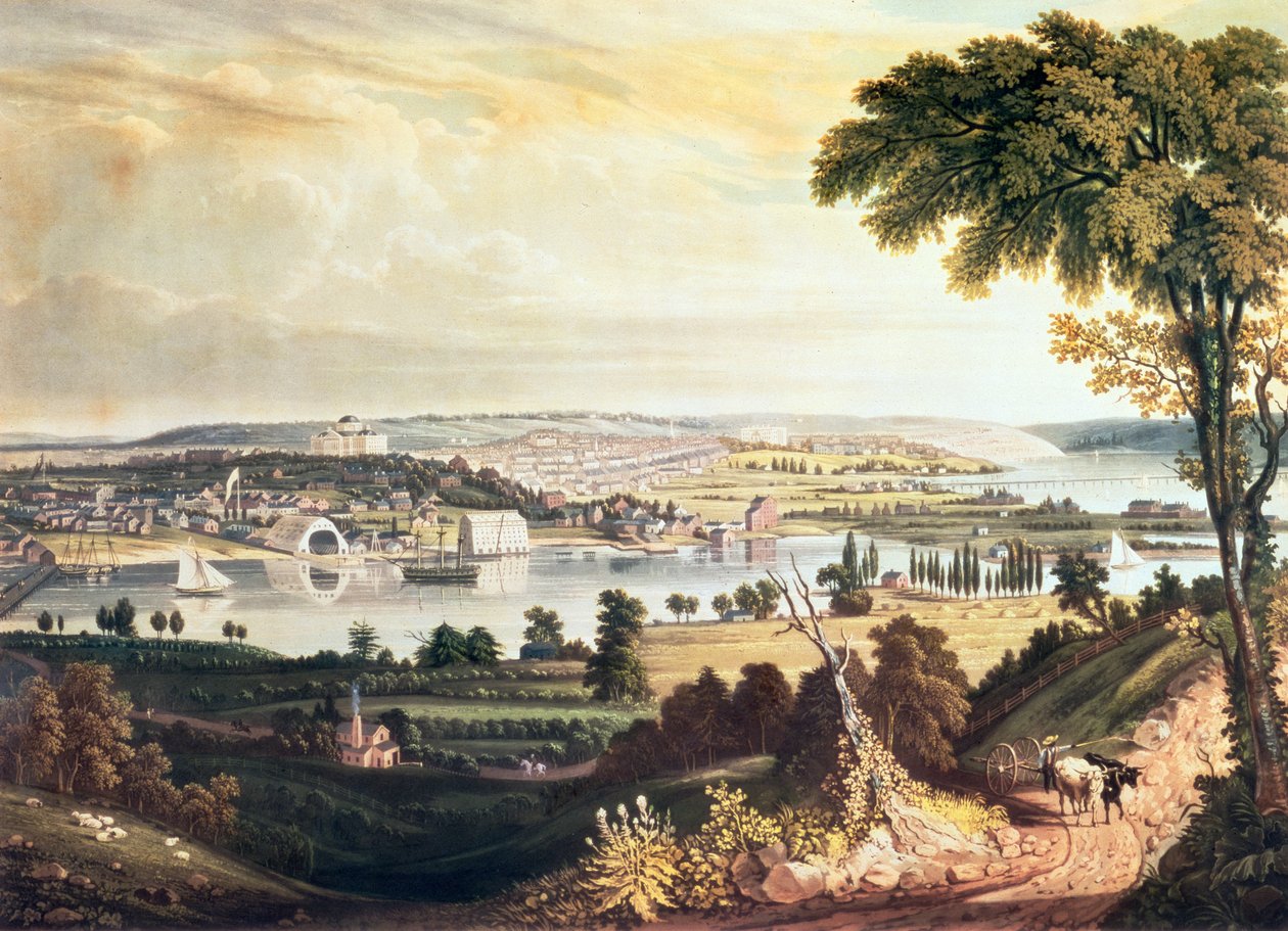 Donanma Bahçesinin ötesinden Washington Şehri, William James Bennett tarafından oyulmuş, c.1824 (aquatint) by George Cooke