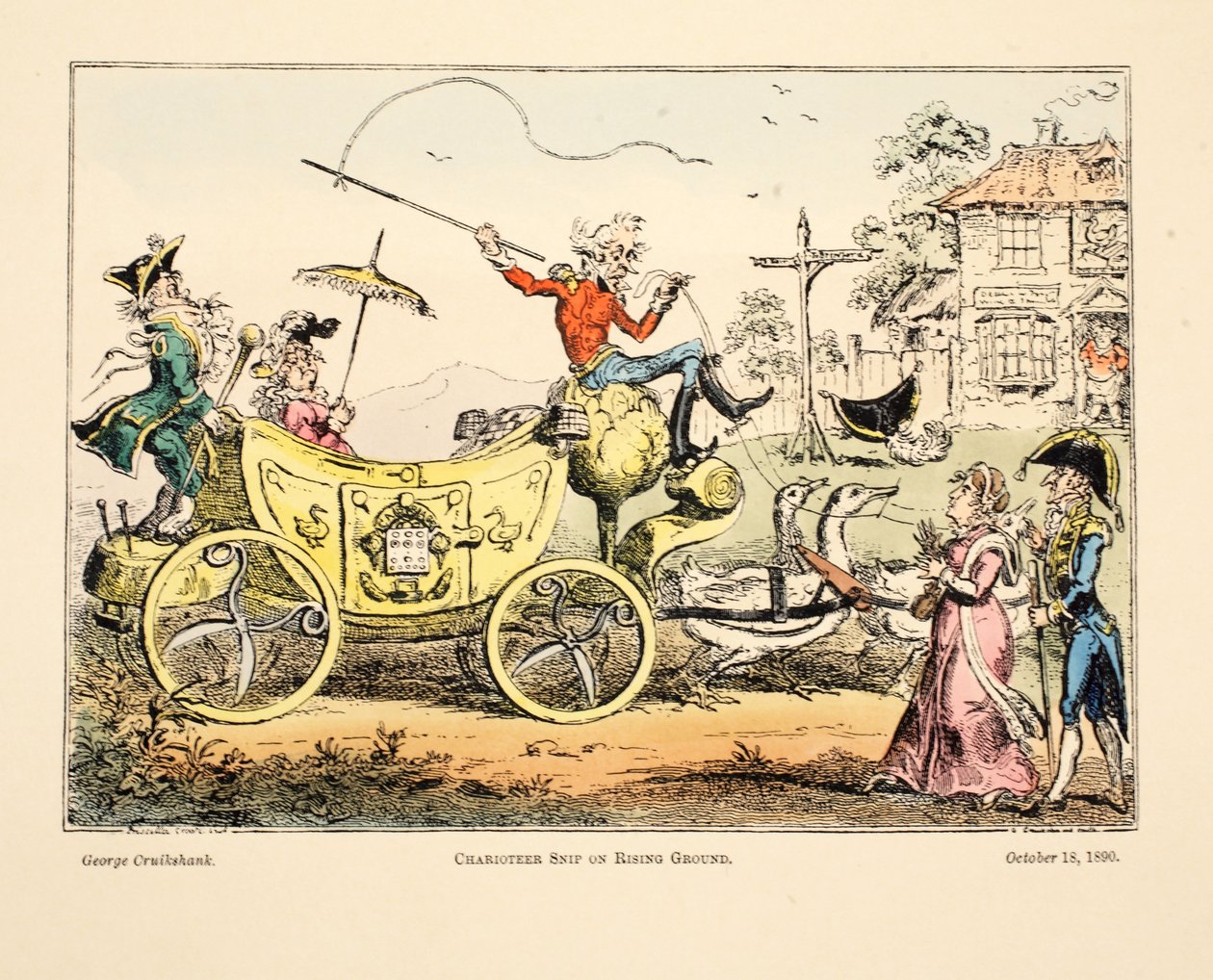 Charioteer Snip on Rising Ground, 1890 (el boyaması gravür) by George Cruikshank